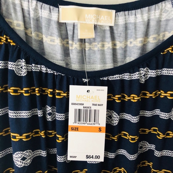 Michael Kors✨Navy Chain Link Print Top - Picture 3 of 9